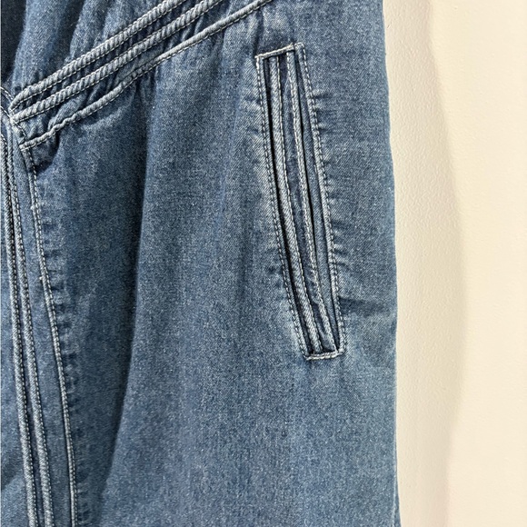 Ebossy Elegant Denim A-Line Maxi Skirt L pockets elastic waist - Picture 3 of 7